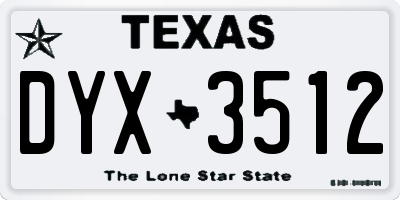 TX license plate DYX3512