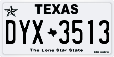 TX license plate DYX3513