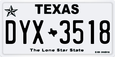 TX license plate DYX3518
