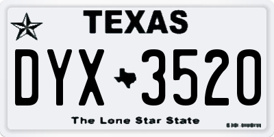 TX license plate DYX3520
