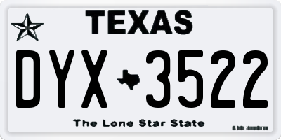 TX license plate DYX3522