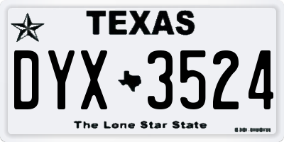 TX license plate DYX3524
