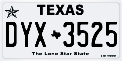 TX license plate DYX3525