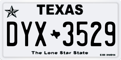 TX license plate DYX3529