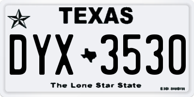 TX license plate DYX3530