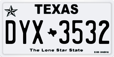 TX license plate DYX3532