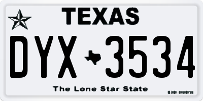 TX license plate DYX3534