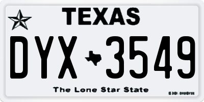 TX license plate DYX3549