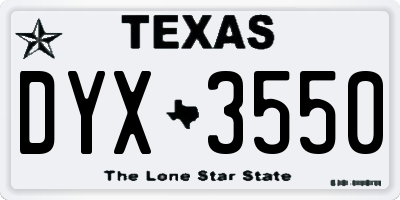 TX license plate DYX3550