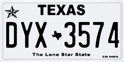 TX license plate DYX3574