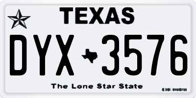 TX license plate DYX3576