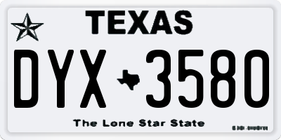 TX license plate DYX3580