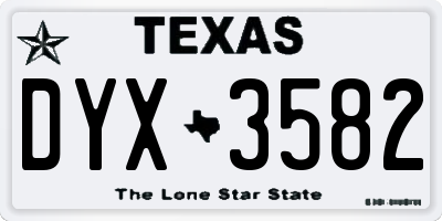 TX license plate DYX3582