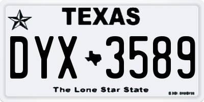 TX license plate DYX3589