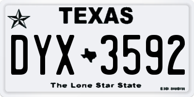TX license plate DYX3592