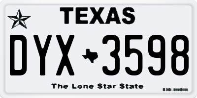 TX license plate DYX3598