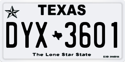 TX license plate DYX3601