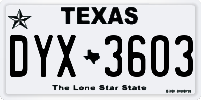 TX license plate DYX3603