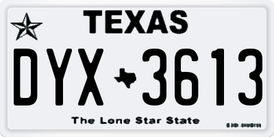 TX license plate DYX3613