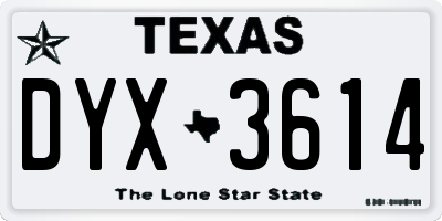 TX license plate DYX3614