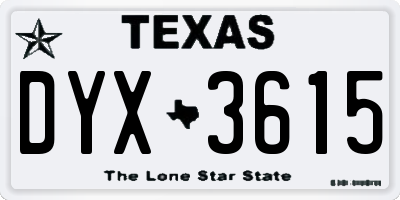 TX license plate DYX3615