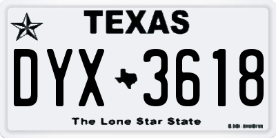 TX license plate DYX3618