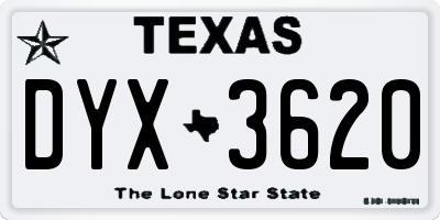 TX license plate DYX3620
