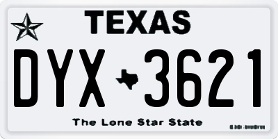 TX license plate DYX3621