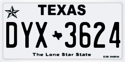 TX license plate DYX3624