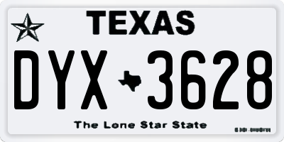 TX license plate DYX3628