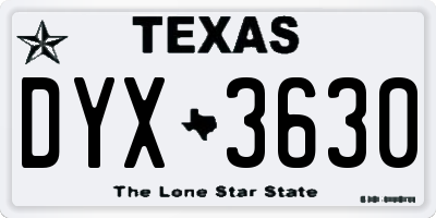 TX license plate DYX3630