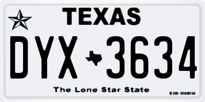 TX license plate DYX3634
