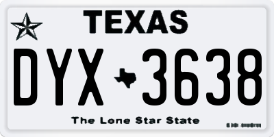 TX license plate DYX3638