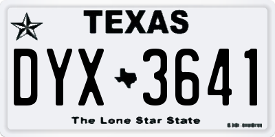 TX license plate DYX3641