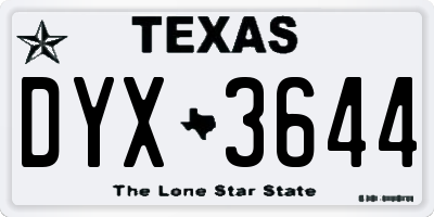 TX license plate DYX3644