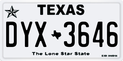 TX license plate DYX3646