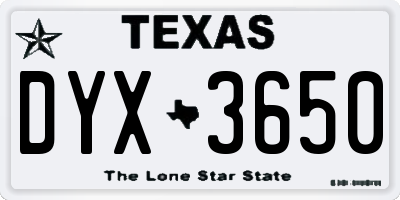 TX license plate DYX3650