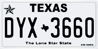 TX license plate DYX3660