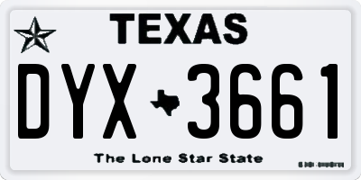 TX license plate DYX3661