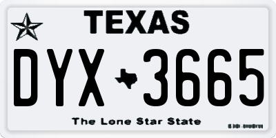 TX license plate DYX3665
