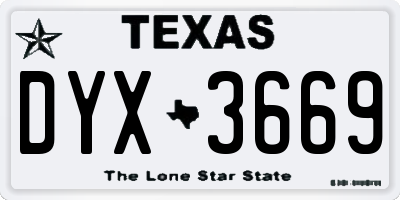 TX license plate DYX3669
