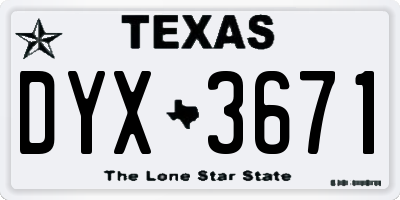 TX license plate DYX3671