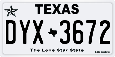 TX license plate DYX3672