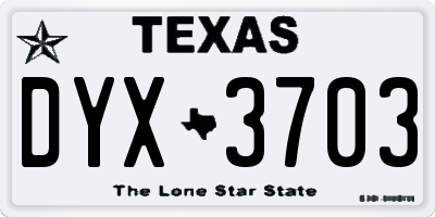TX license plate DYX3703