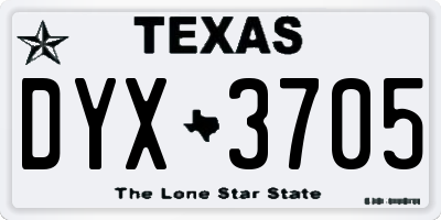 TX license plate DYX3705