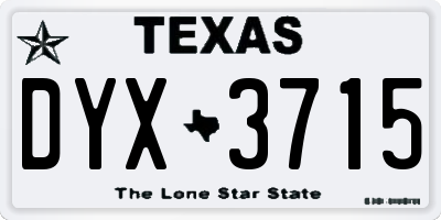 TX license plate DYX3715