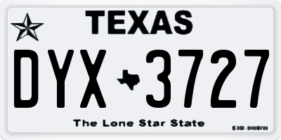 TX license plate DYX3727