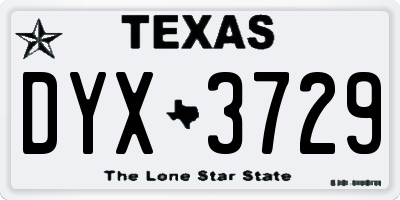 TX license plate DYX3729
