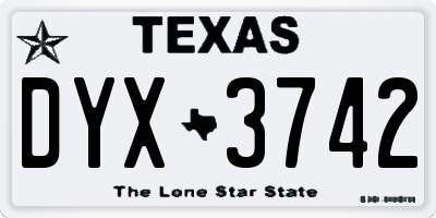 TX license plate DYX3742
