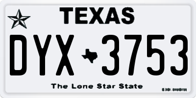 TX license plate DYX3753